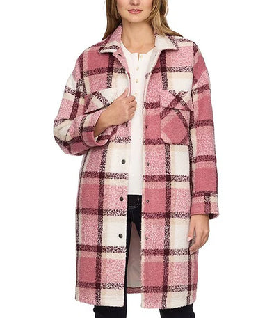 Sharon Plaid Longline Brushed Woven Jacket