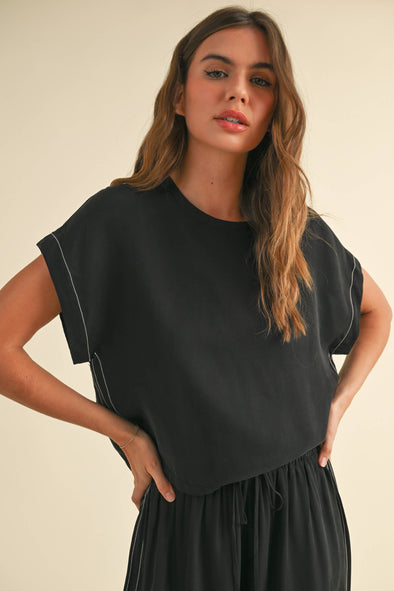 Detailed Short Sleeve Blouse