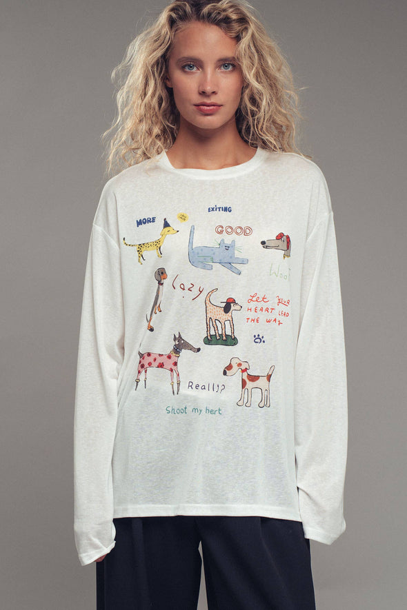Whimsical Dog Long Sleeve Top