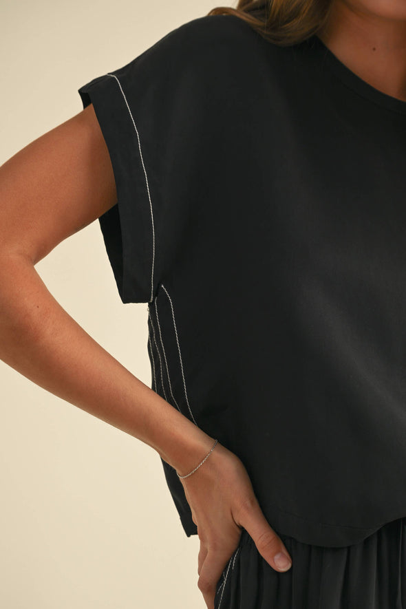 Detailed Short Sleeve Blouse