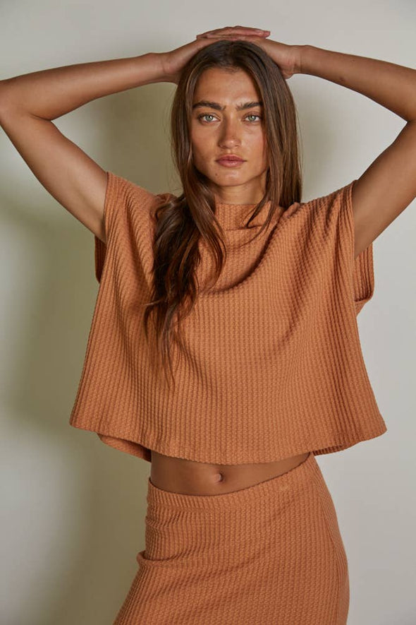 Pumpkin Thermal Mock Neck Sleeveless Top
