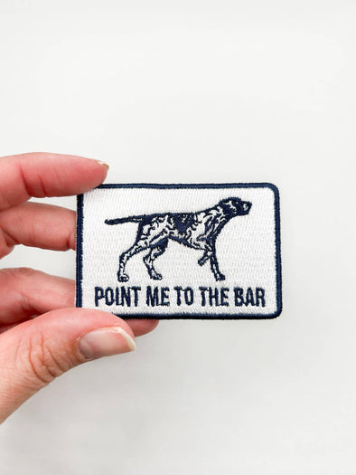 Navy Blue & White Pointer Dog Iron-On Patch, Dog Lovers, Bar