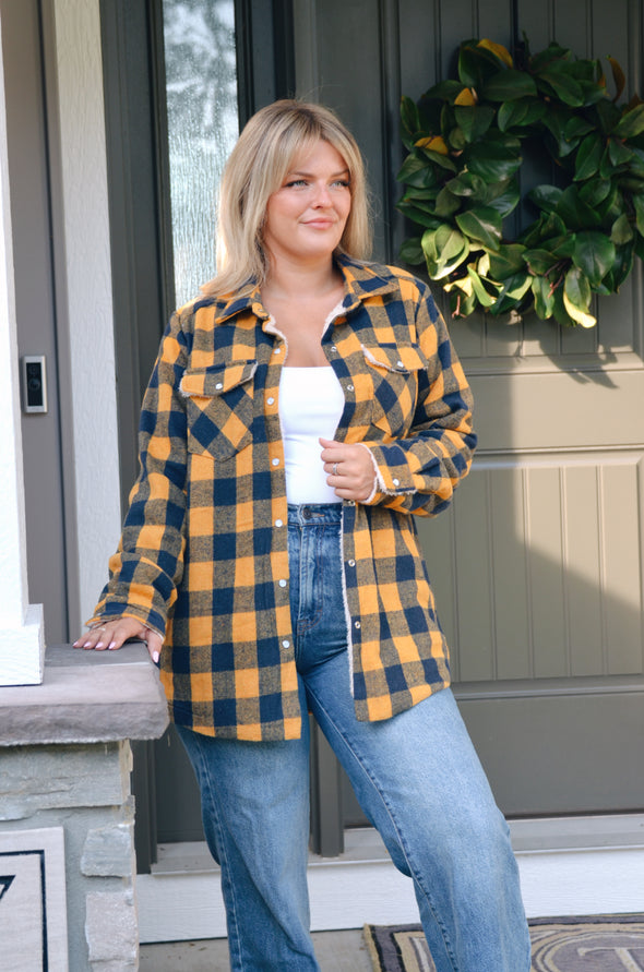 BUFFALO PLAID SHERPA-LINED SHACKET