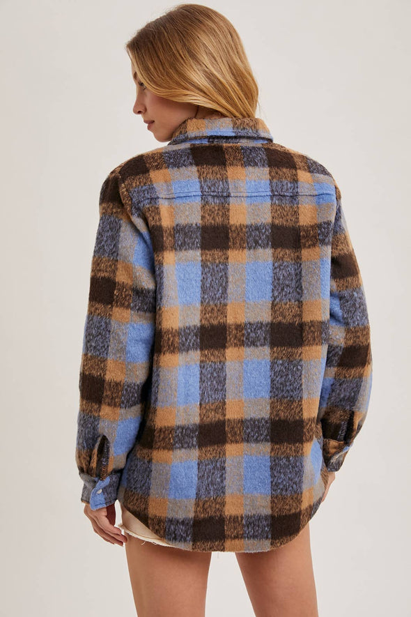 BUTTON DOWN PLAID SHACKET