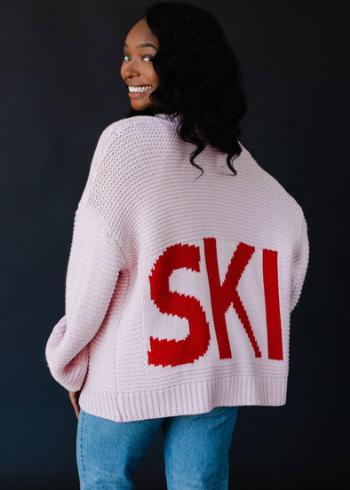 Pink Ski Knit Cardigan