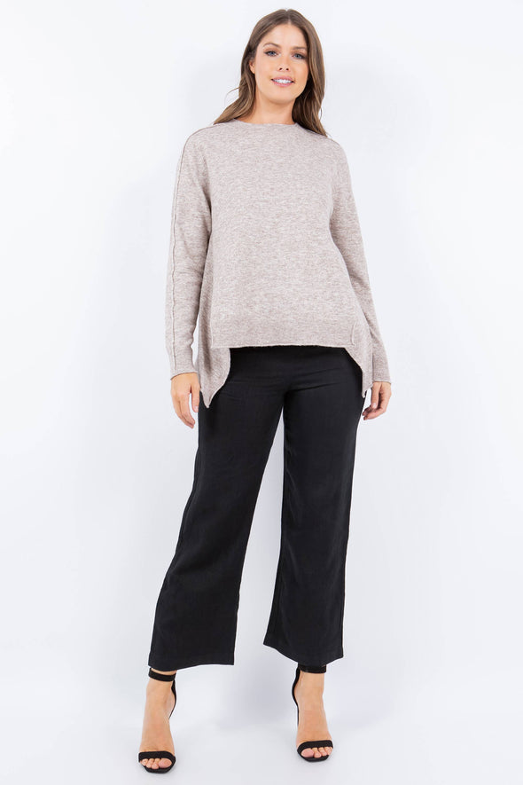Flared Split-Hem Sweater