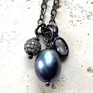 Fresh water pearl cluster necklace ocean coastal jewelry