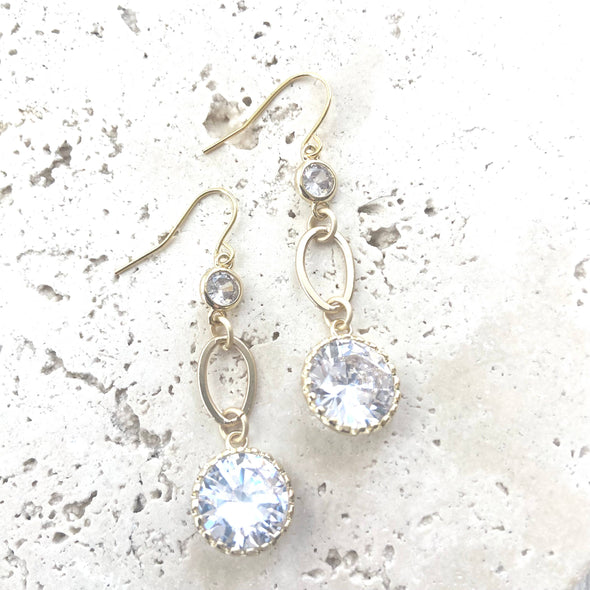 Matte gold crystal earrings
