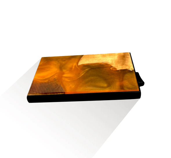 Wood & Resin Smart Pop-Up Wallets in Orange