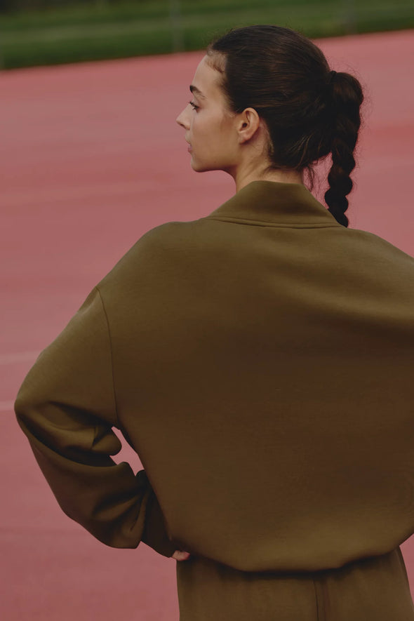 Varley Betsy Cowl-Neck Sweatshirt In Military Olive