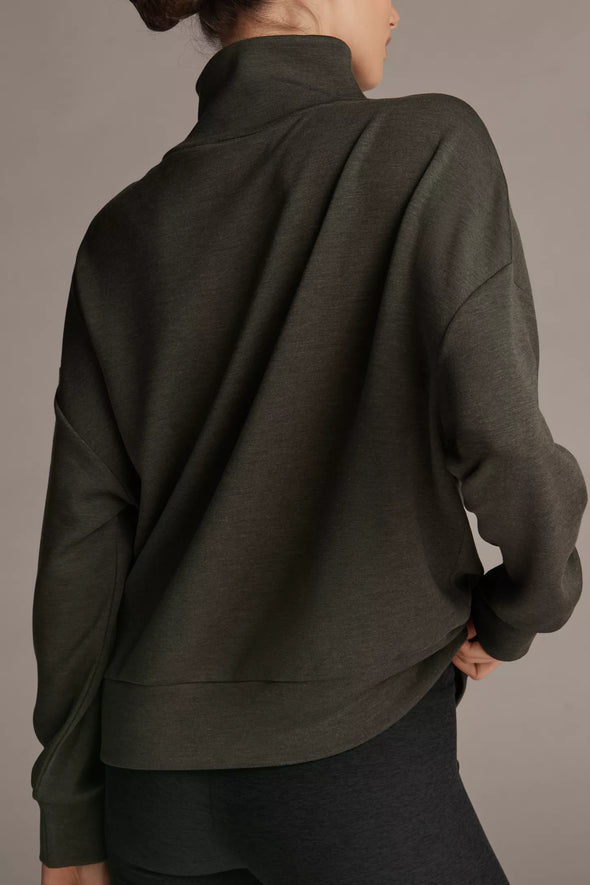 Varley Hawley Half-Zip Sweatshirt In Olive Marle