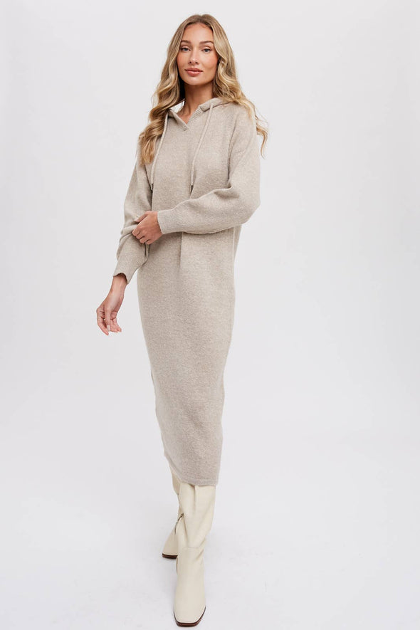 Oatmeal Hoodie Sweater Dress
