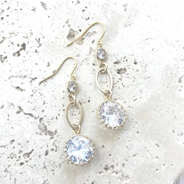 Matte gold crystal earrings