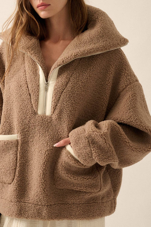 Espresso Sherpa Fleece Half-Zip Pullover