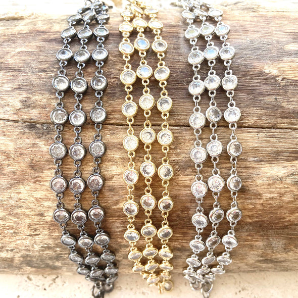Triple layered crystal bracelet boutique salon jewelry spa