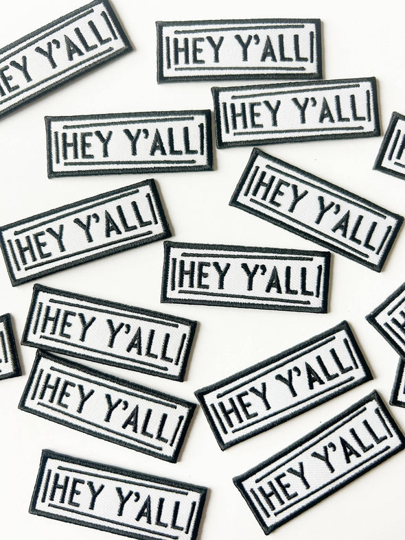 Hey Y'all Embroidered Iron-on Patch for Hats, Clothing, Bags