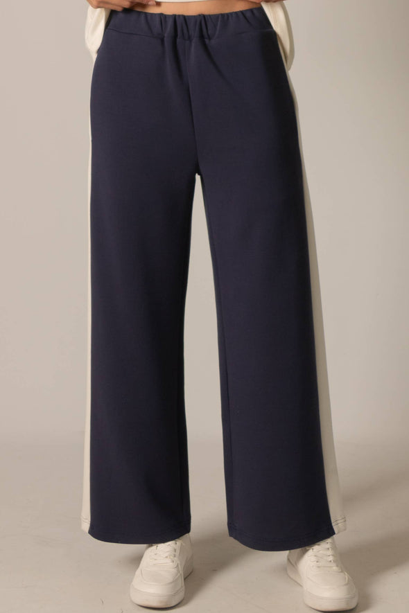 P. CILL Butter Modal Side Stripe Wide Leg Pants