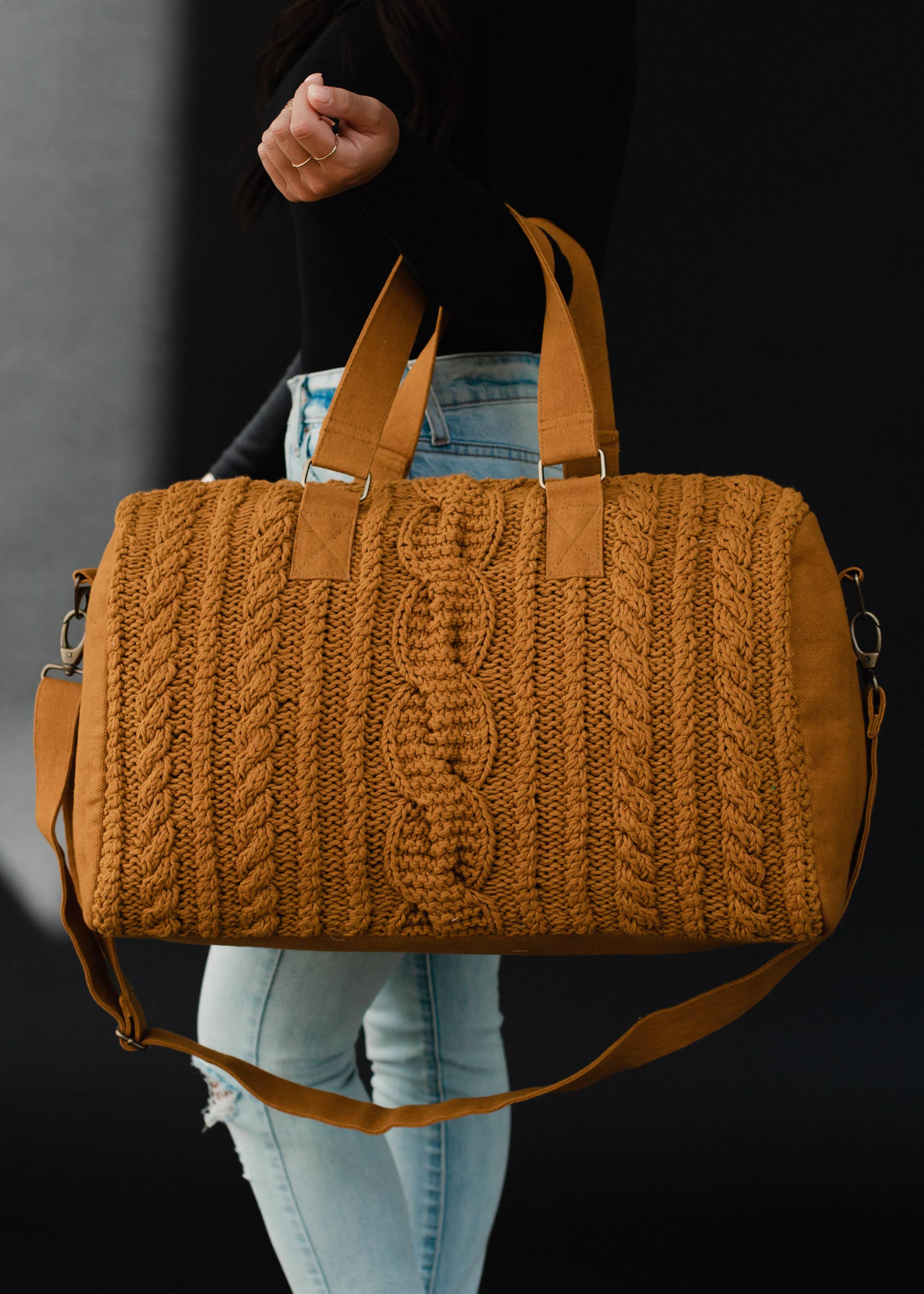 Tan Cable Knit Duffel Bag Tan Cable Knit Duffel Bag