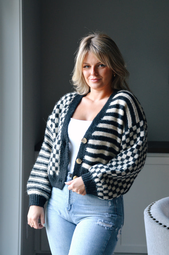 Striped and Checkered Cardigan