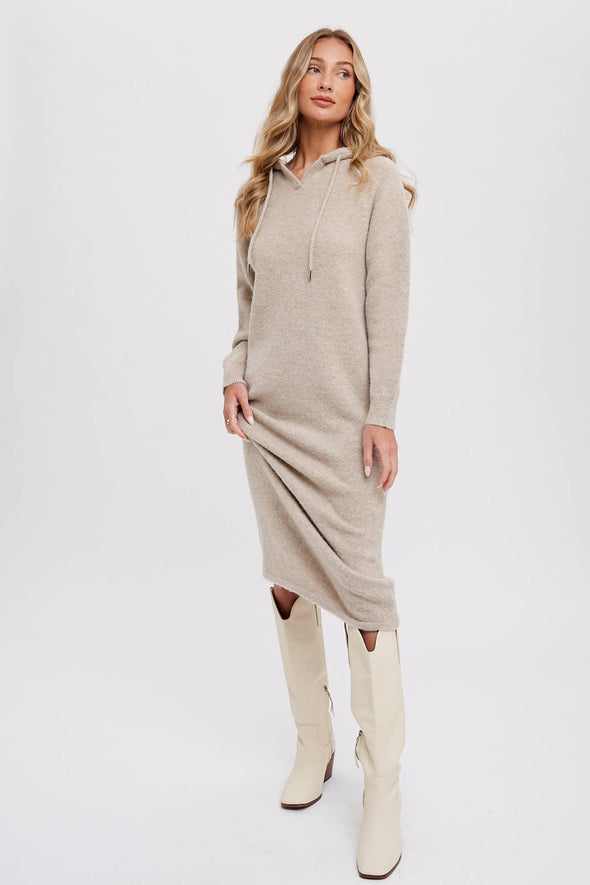 Oatmeal Hoodie Sweater Dress