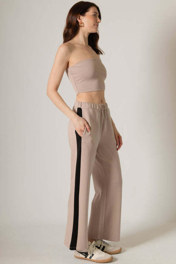 P. CILL Butter Modal Side Stripe Wide Leg Pants