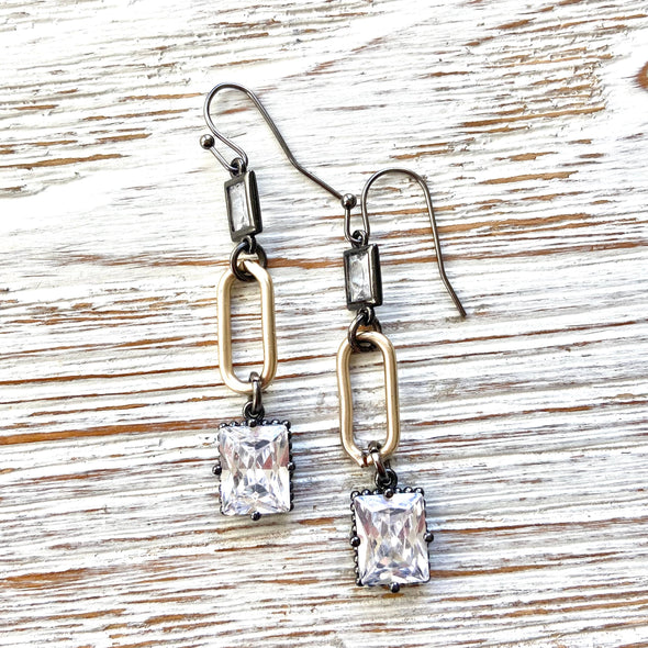 Mixed metal paperclip earrings