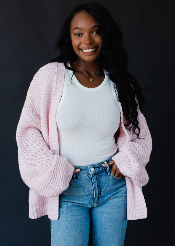 Pink Ski Knit Cardigan