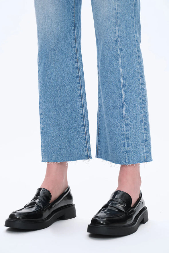 High Rise Relaxed Fit Straight Denim Medium Blue