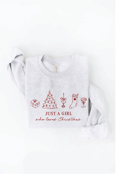 Just a Girl Who Loves Christmas Graphic Sweatshirt