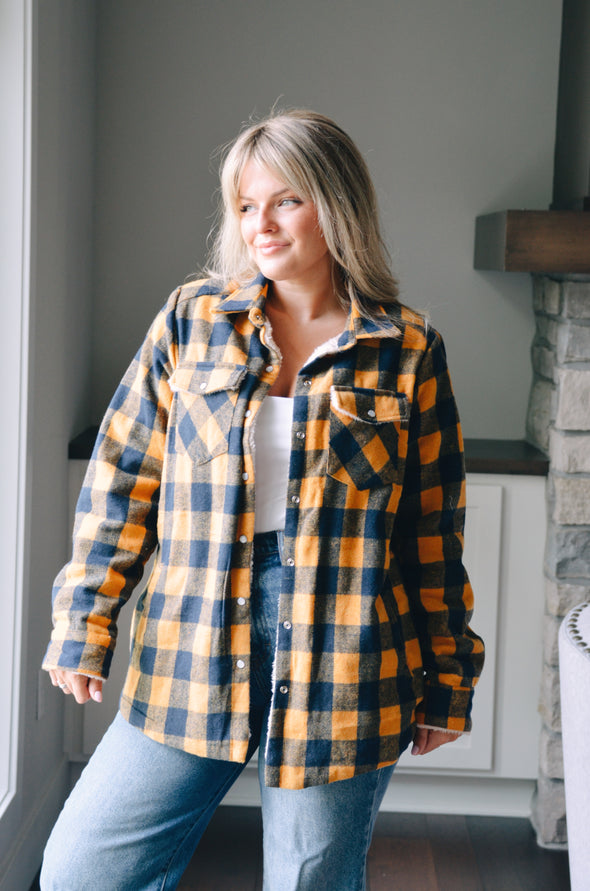 BUFFALO PLAID SHERPA-LINED SHACKET