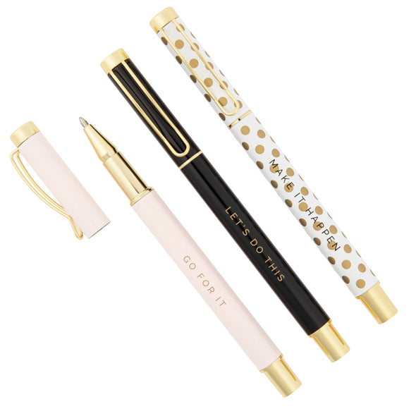 Inspirational Metal Pen Set - Go For It, Let's Do This, Make It Happen
