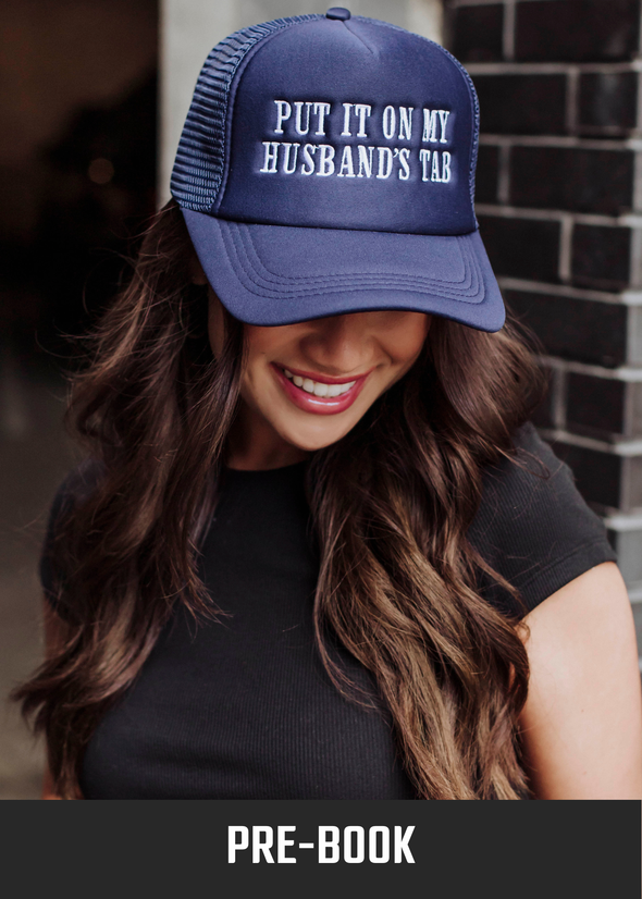 Navy Husband's Tab Trucker Hat