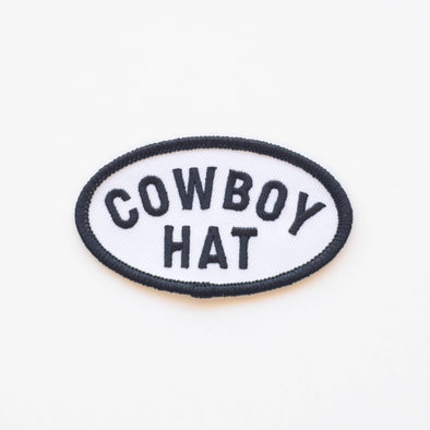 Cowboy Hat Embroidered Iron on Patch (Black+White)