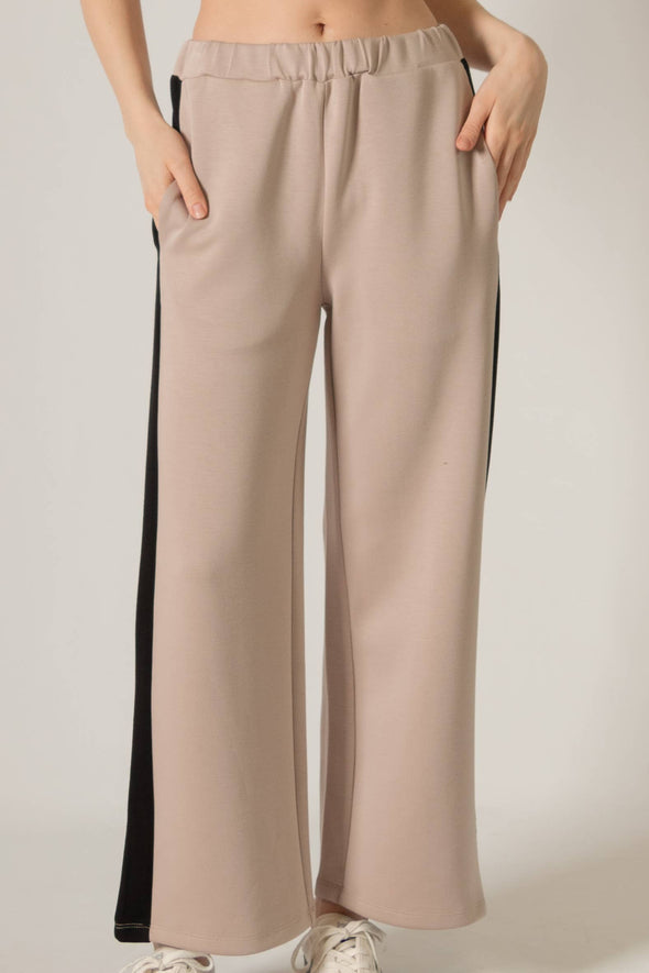 P. CILL Butter Modal Side Stripe Wide Leg Pants