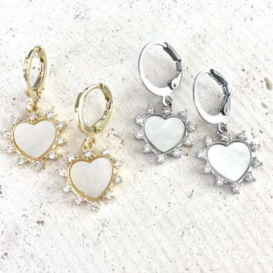 Heart love spike pearl earrings beach ocean boutique salon