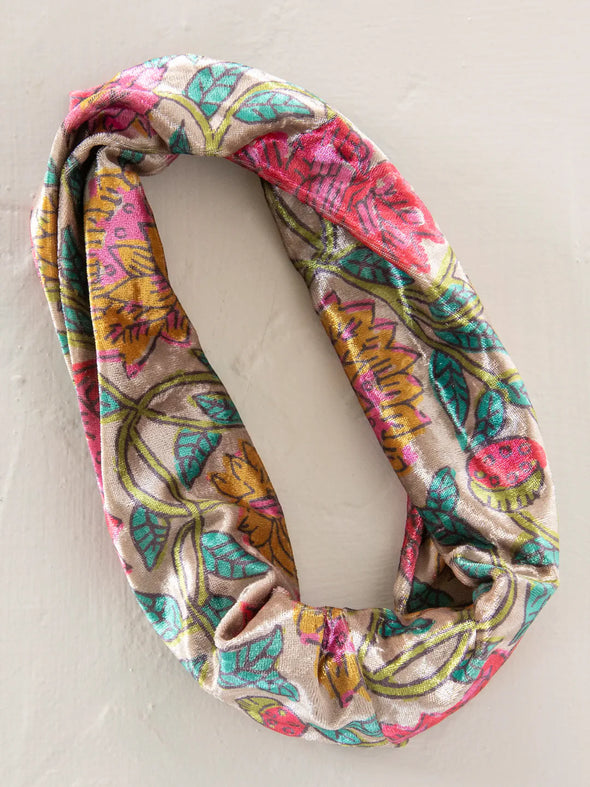Velvet Boho Bandeau® Headband in Multicolored Lush Zinnias
