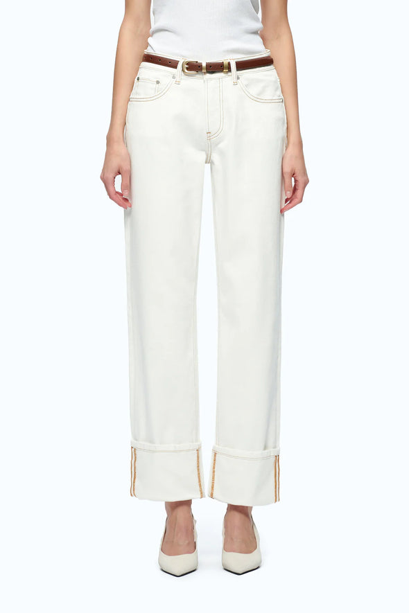Michelle Mid Rise Straight Leg Trousers Cream