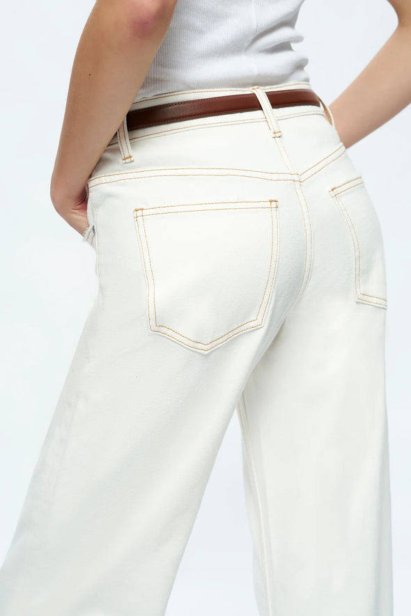 Michelle Mid Rise Straight Leg Trousers Cream