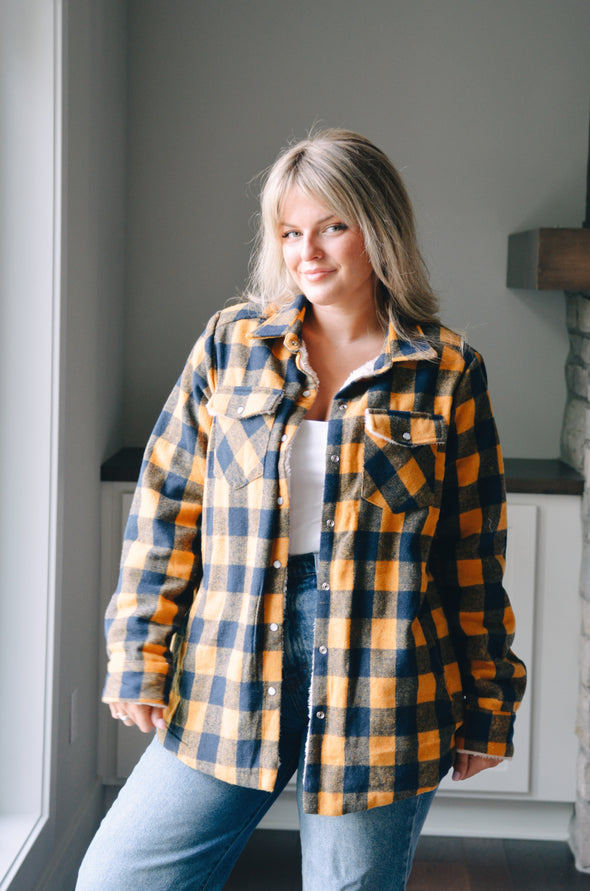 BUFFALO PLAID SHERPA-LINED SHACKET