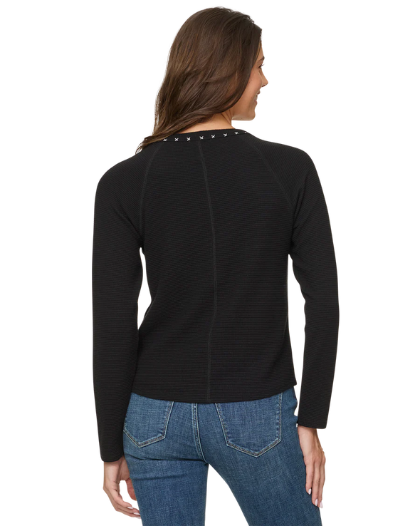 Cambria Waffle Henley in Black