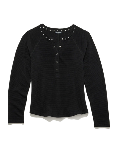 Cambria Waffle Henley in Black