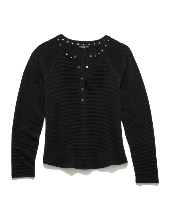 Cambria Waffle Henley in Black