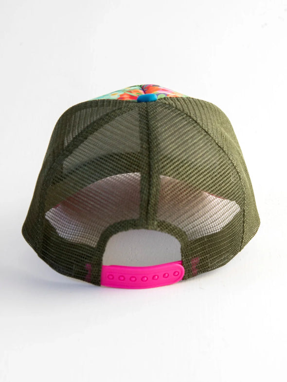 Trucker Hat Pink Painted Garden