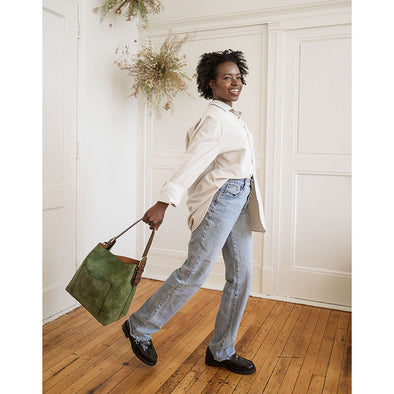 Dark Emerald Rich Faux Suede Hobo Handbag