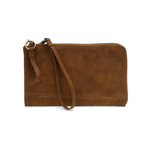 Walnut Faux Suede Karina Wristlet & Wallet