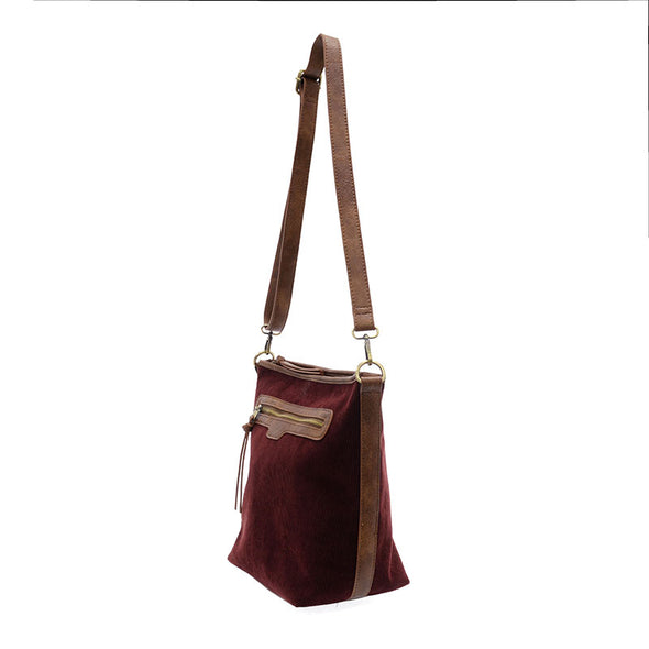 Wine Corduroy Silas Bucket Crossbody