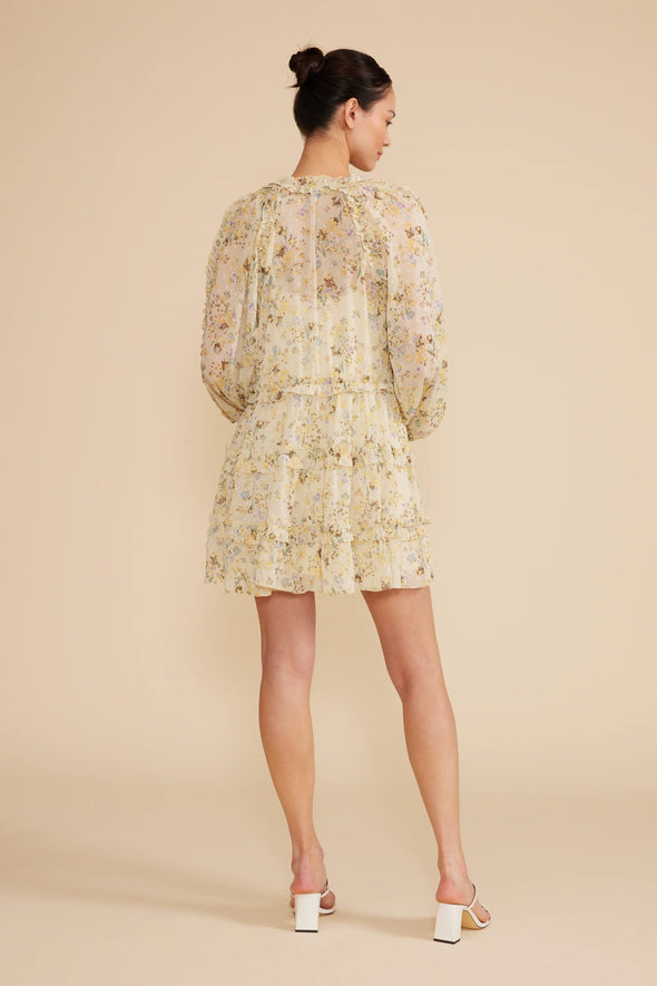 Carmina Tiered Dress Yellow Floral