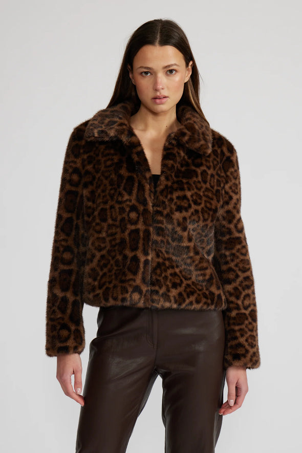 Bambi Faux Fur Jacket in Leopard