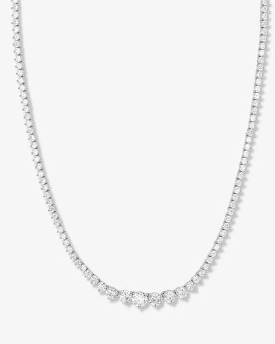 Silver Not Your Basic Graduated Tennis Necklace