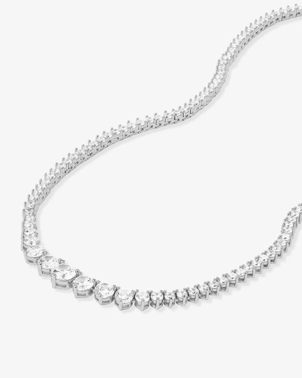 Silver Not Your Basic Graduated Tennis Necklace
